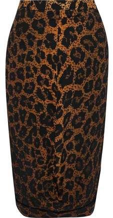 Leopard-print Silk Pencil Skirt