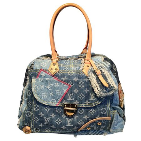 Louis Vuitton Limited Edition Denim Patchwork Bowly Tote Bag For Sale at 1stdibs