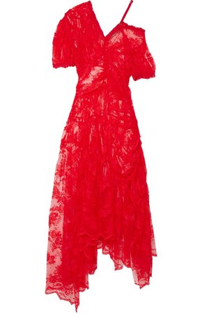 PREEN BY THORNTON BREGAZZI Tessie Lace Midi Dress in Red