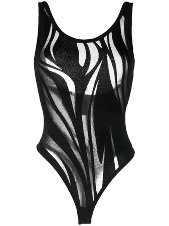 Mugler sheer-pattern mesh bodysuit $934