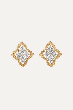 Buccellati | Rombi 18-karat white and yellow gold diamond earrings | NET-A-PORTER.COM