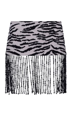 Animalier Fringe-Trimmed Mini Skirt By Des Phemmes | Moda Operandi