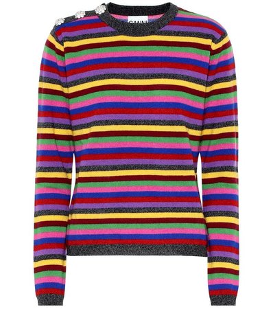 GANNI Striped cashmere sweater