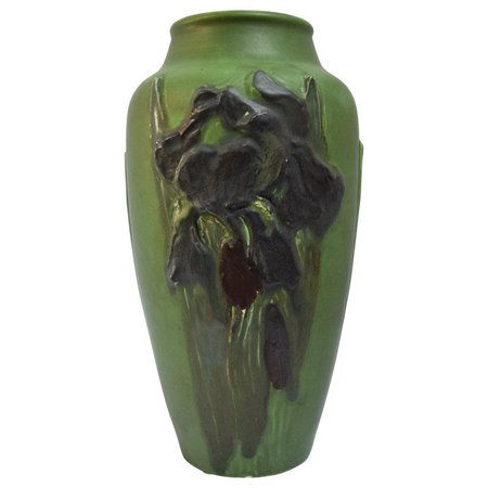 Rookwood Iris Relief Vase, Albert Pons For Sale at 1stdibs