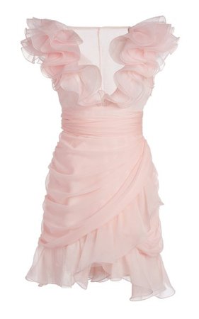 Silk Georgette Ruffle V-Neck Dress By Giambattista Valli | Moda Operandi