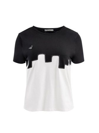 A+o X Overt Rylyn Oversized Tee In Black/white | Alice And Olivia