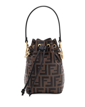 Fendi Mon Tresor FF-Embossed Leather Bucket Bag | Neiman Marcus