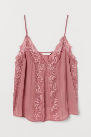 Camisole Top with Lace - Dark dusty rose - | H&M US