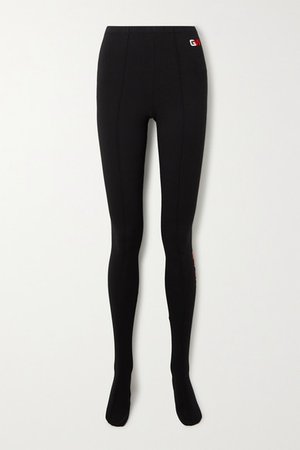 Printed Stretch Cotton-jersey Leggings - Black