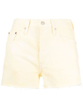 Shop yellow Levi's frayed-edge denim shorts with Express Delivery - Farfetch