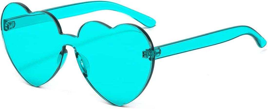Amazon.com: YooThink Love Heart Shaped Sunglasses for Women Colorful Rimless Sunglasses Party Sunglasses (Teal) : Clothing, Shoes & Jewelry