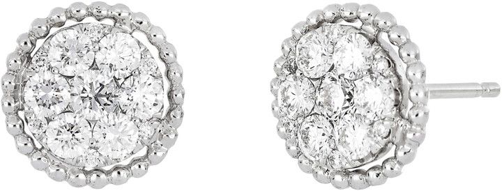 Mika Beaded Circle Diamond Stud Earrings