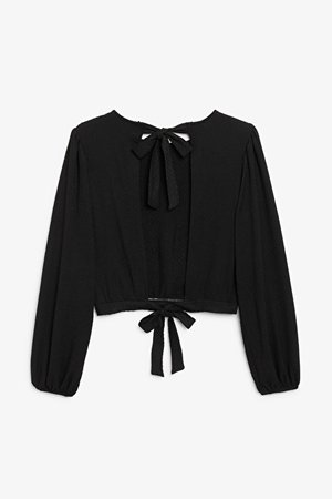 Open back blouse - Black - Cropped tops - Monki WW