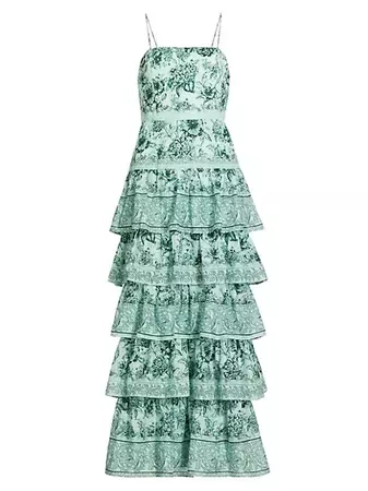 Shop Alice + Olivia Valencia Floral Cotton Maxi Dress | Saks Fifth Avenue