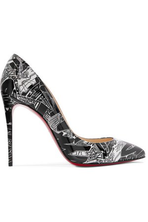 Christian Louboutin | Pigalle Follies Nicograf 100 printed patent-leather pumps | NET-A-PORTER.COM
