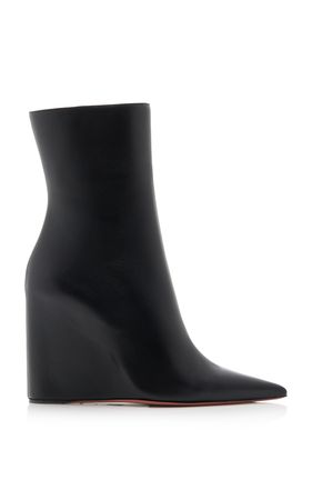 Pernille Leather Wedge Ankle Boots By Amina Muaddi | Moda Operandi