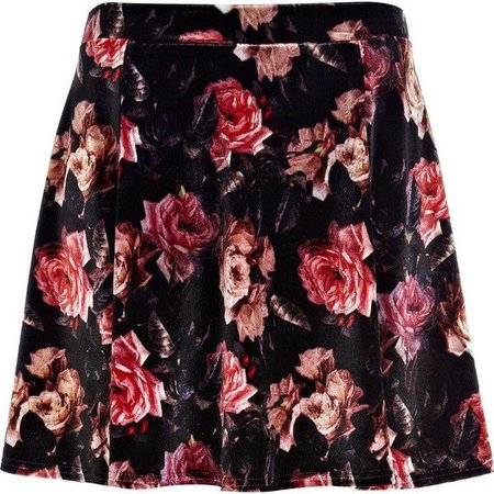 velvet floral skirt