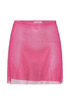 Hilton Diamante Mesh Mini Skirt - Rose Pink - MESHKI U.S