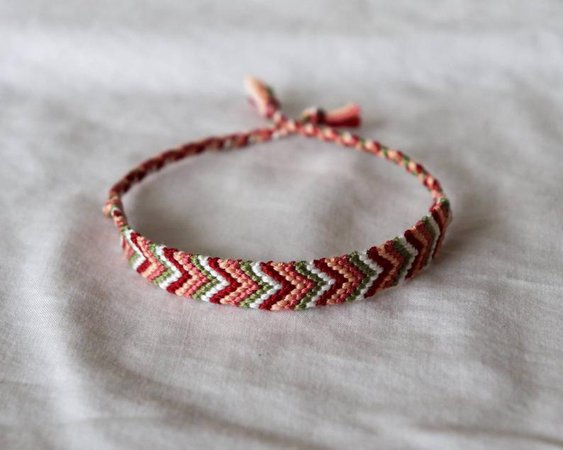 Classic Chevron Macrame Friendship Bracelet Red Pink and | Etsy