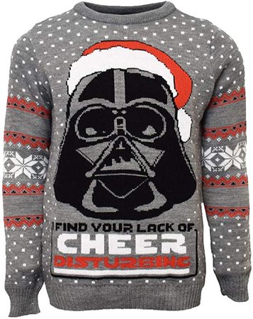 Numskull Unisex Official Star Wars Darth Vader Knitted Christmas Jumper for Men or Women - Ugly Novelty Sweater Gift Grey at Amazon Men’s Clothing store