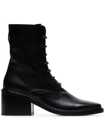 Ann Demeulemeester Black lace-up Leather Ankle Boots - Farfetch