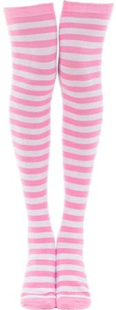 white pink striped thigh high socks