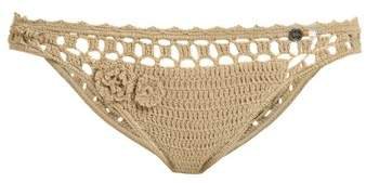 Jannah Cheeky Crochet Bikini Briefs - Womens - Tan