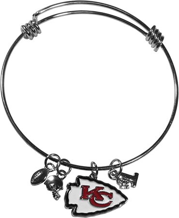 Amazon.com : NFL Siskiyou Sports Womens Kansas City Chiefs Charm Bangle Bracelet One Size Team Color : Sports & Outdoors
