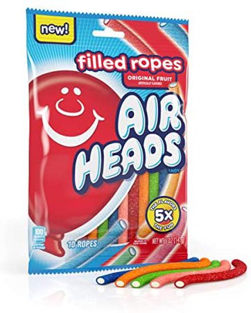 Amazon.com : Airheads Filled Ropes, Original Fruit Candy, Assorted Fruit Flavors include Blue Raspberry, Cherry, Orange, Strawberry and Watermelon, 5 ounce Peg Bag (Bulk box of 12) : Grocery & Gourmet Food