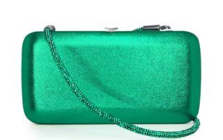 Jeffrey Levinson | Finley “Cocktail Party” Clutch in Shimmering Emerald Green Leather
