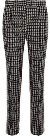 Houndstooth Wool-blend Tweed Slim-leg Pants