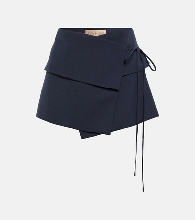 dark blue wrap mini skirt