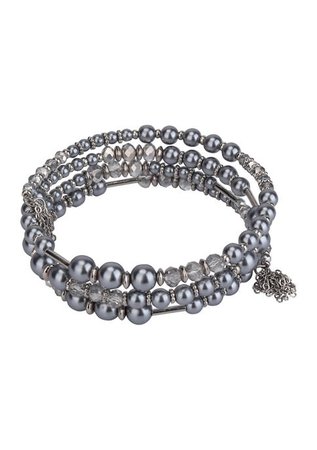 Belk Silver Tone and Gray Colored Pearl Coil Bracelet