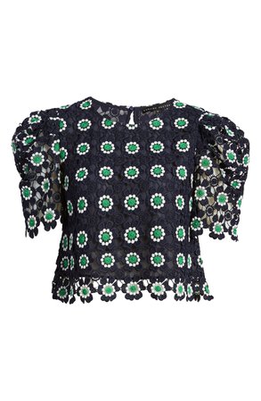 English Factory Flower Embroidery Lace Top | Nordstrom