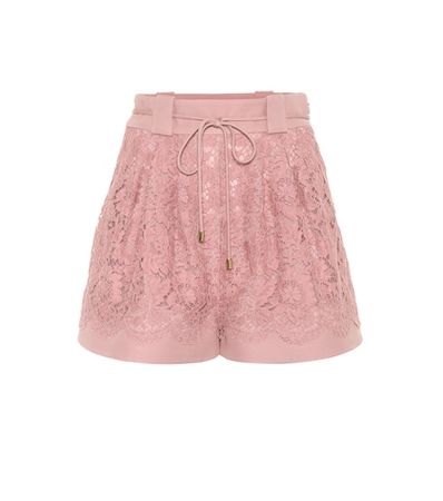 Wool and silk-blend lace shorts
