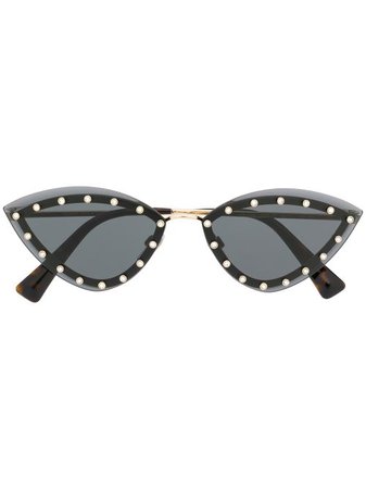 Valentino Eyewear Óculos De Sol Triangular Com Aplicação De Cristais - Farfetch