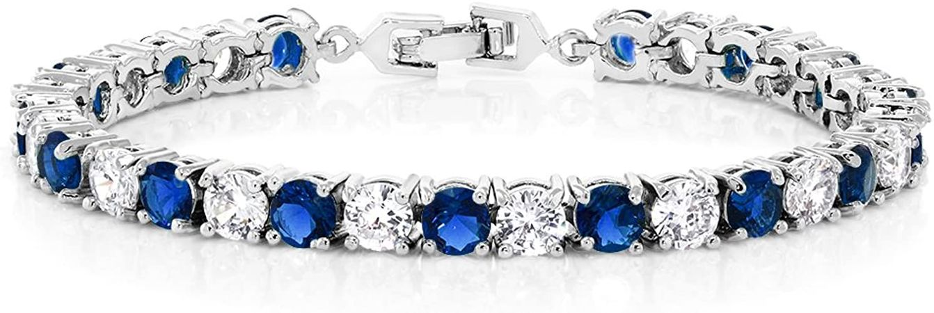 Amazon.com: Sparkling Multi-Color Round Cubic Zirconia CZ Women's Tennis Bracelet (7.50 cttw, 7 Inch), Blue and White: Clothing, Shoes & Jewelry
