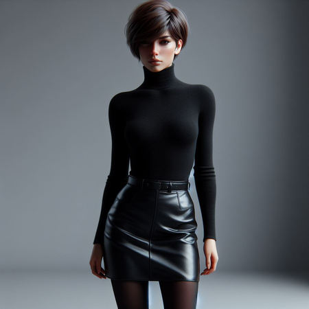 model fashion leather skirt