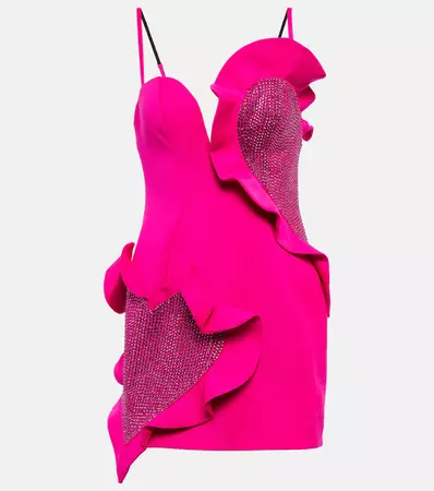 Embellished Wool Crepe Minidress in Pink - Area | Mytheresa