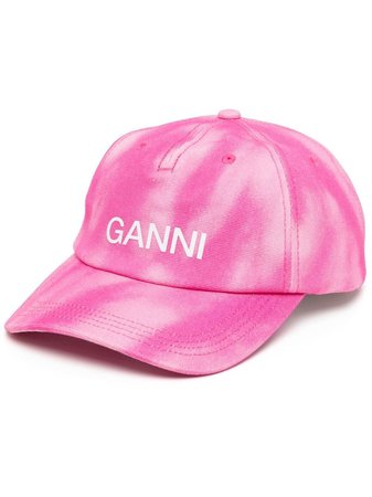 GANNI logo-print organic-cotton Cap - Farfetch