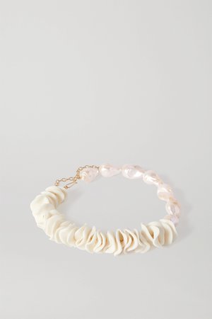 White 56 Reasons to Start an Allotment gold vermeil, ceramic and pearl necklace | Completedworks | NET-A-PORTER