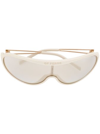 Gianfranco Ferré Pre-Owned Mask Round-Frame Sunglasses FER250 White | Farfetch