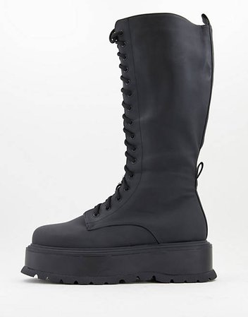 KOI Palantir vegan-friendly chunky lace up boots in black | ASOS