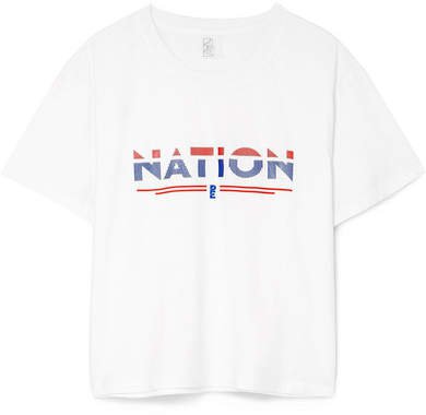 Point Flag Printed Cotton-jersey T-shirt - White