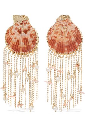 Mercedes Salazar | Gold-tone, resin and faux pearl clip earrings | NET-A-PORTER.COM