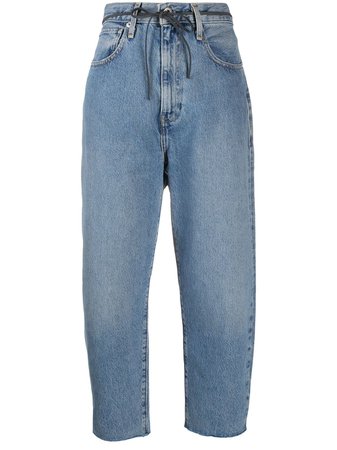 Shop blue Levi's high-rise cropped boyfriend jeans with Express Delivery - Farfetch