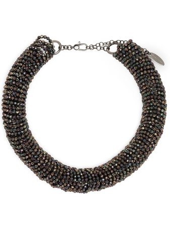 Brunello Cucinelli Spinel silver-plated glass necklace