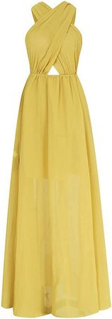 Amazon.com: Alalaso Short Sleeves Wrap V Neck Belted Empire Waist High Low Bohemian Party Maxi Dress Bow Chiffon Solid Dress: Clothing, Shoes & Jewelry