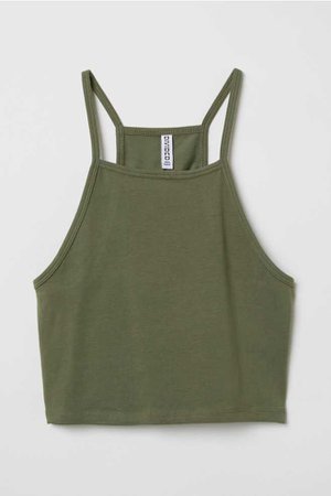 Short Camisole Top - Khaki green - Ladies | H&M US
