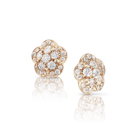 18k Rose Gold Figlia dei Fiori Earrings with White and Champagne Diamonds, Pasquale Bruni